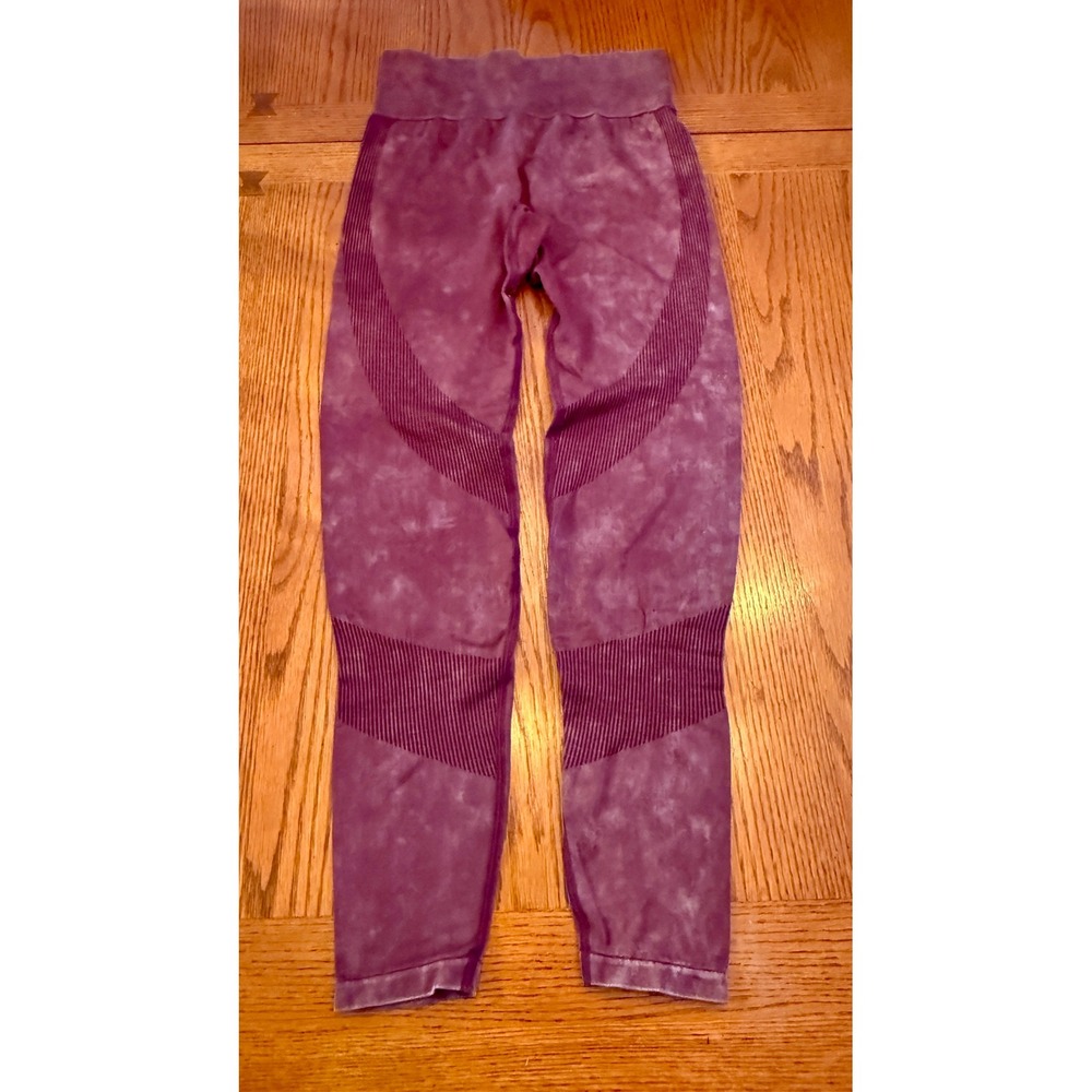 PINK Victoria's Secret Leggings Womens S Purple Acid Wash Seamless Ribbed